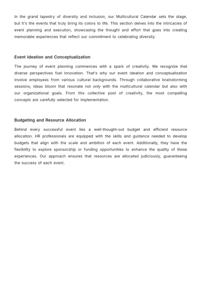 Free Multicultural Calendar and Event Planning HR Template to Edit Online
