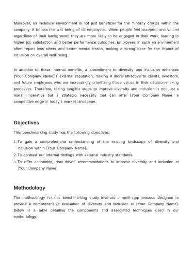 Free Diversity and Inclusion Benchmarking Study HR Template to Edit Online