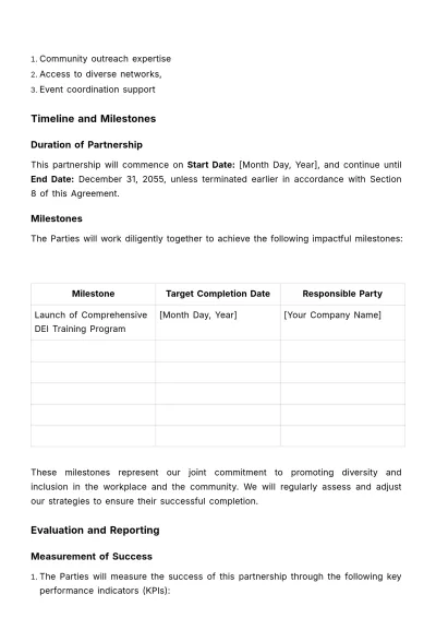 Free Diversity Community Partnership Agreement HR Template to Edit Online