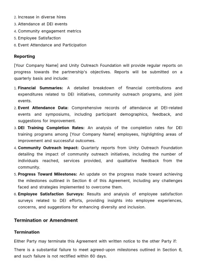 Free Diversity Community Partnership Agreement HR Template to Edit Online
