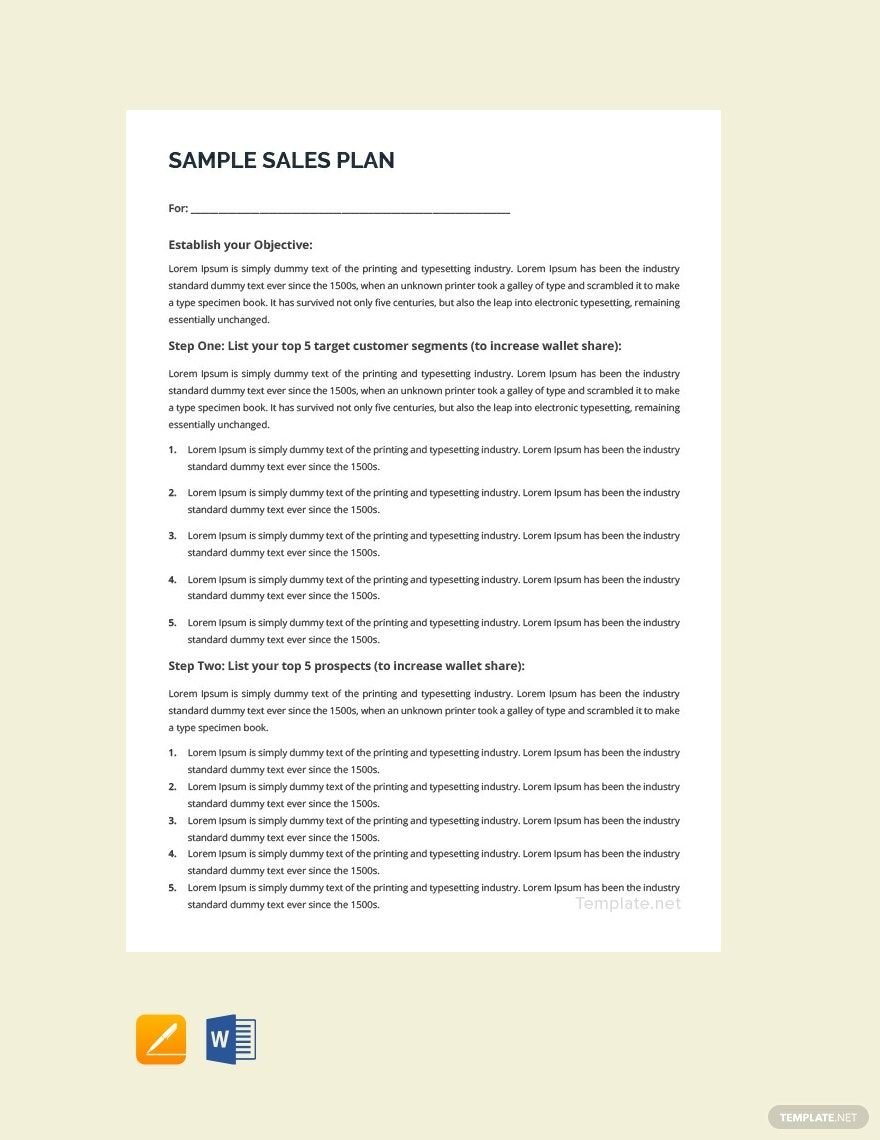 Sales Plan Layout Template