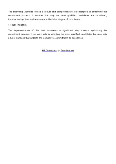Free Internship Aptitude Test Template HR Template to Edit Online
