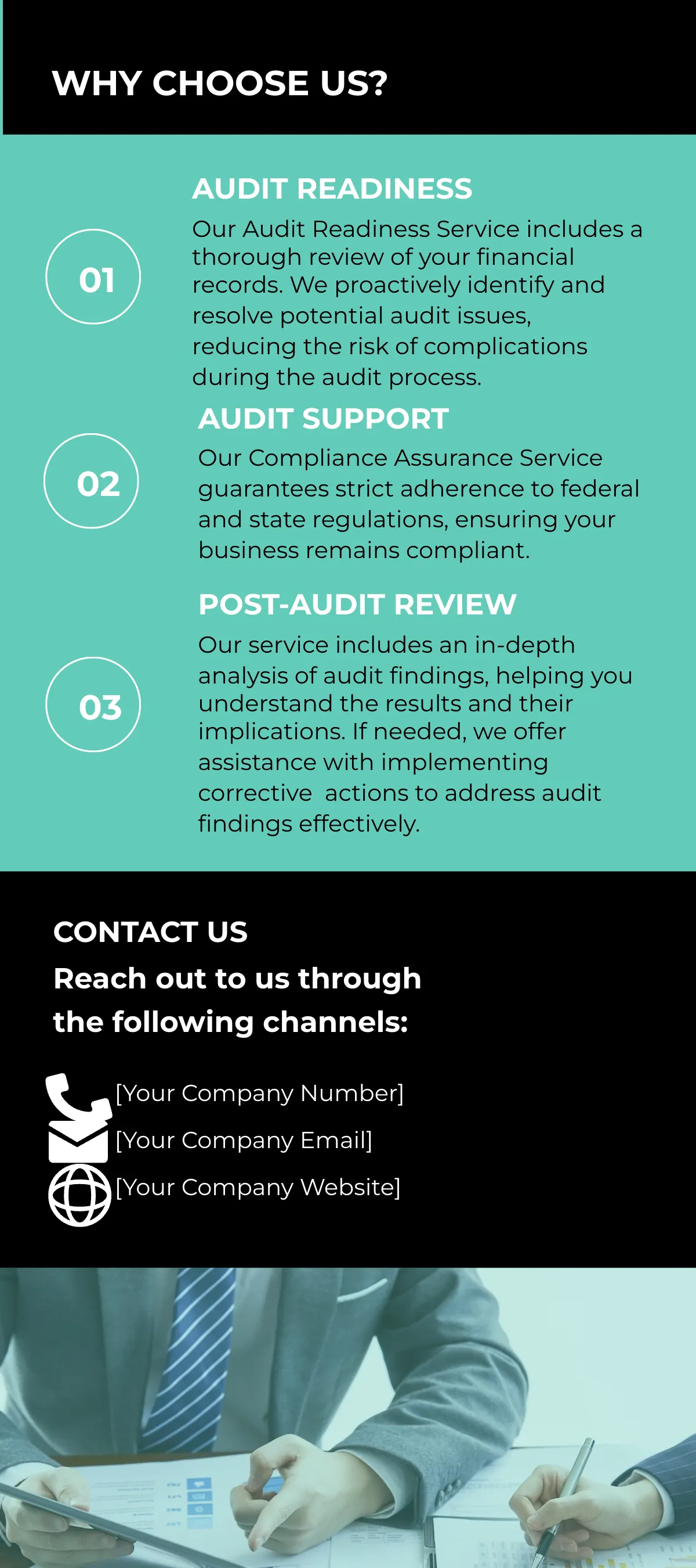 Free Audit Preparation and Support Rack Card Template to Edit Online