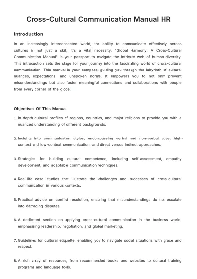 Free Cross-Cultural Communication Manual HR Template to Edit Online