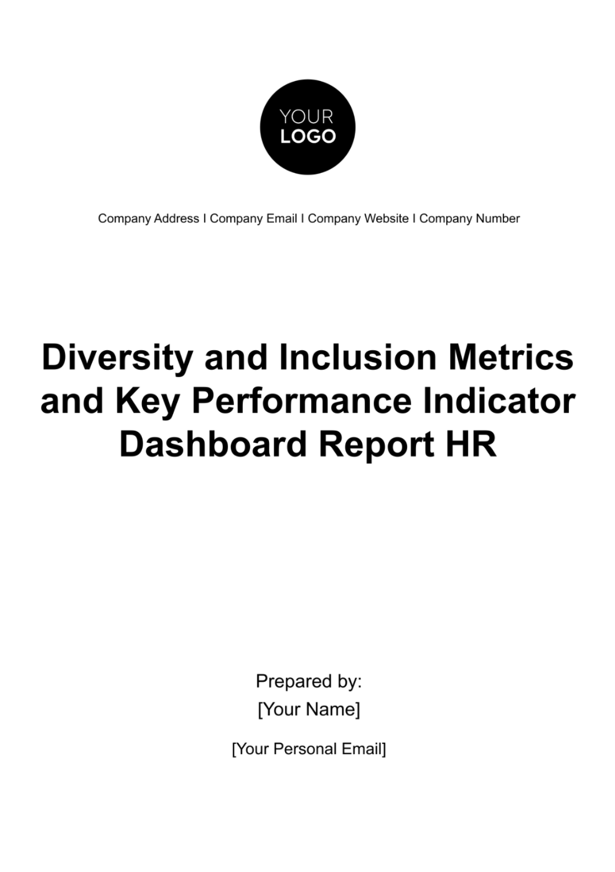 Diversity and Inclusion Metrics and Key Performance Indicator Dashboard Report HR Template