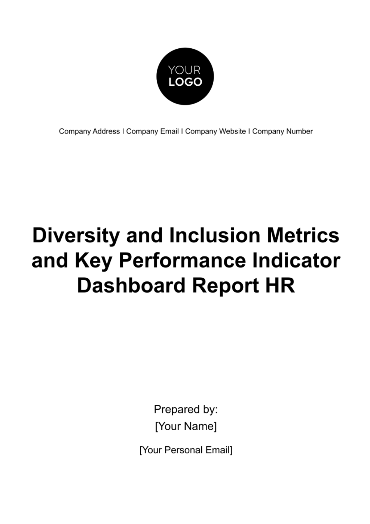 Diversity and Inclusion Metrics and Key Performance Indicator Dashboard Report HR Template - Edit Online & Download