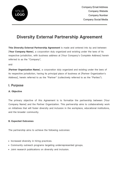 Free Diversity External Partnership Agreement HR Template to Edit Online