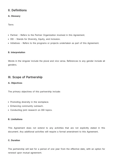 Free Diversity External Partnership Agreement HR Template to Edit Online