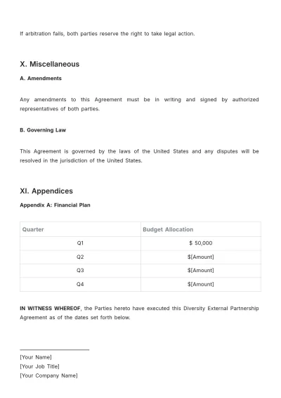 Free Diversity External Partnership Agreement HR Template to Edit Online