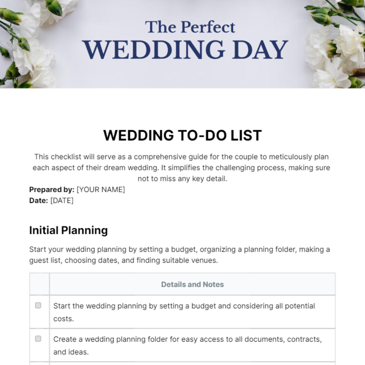 Wedding To Do List Template - Edit Online & Download