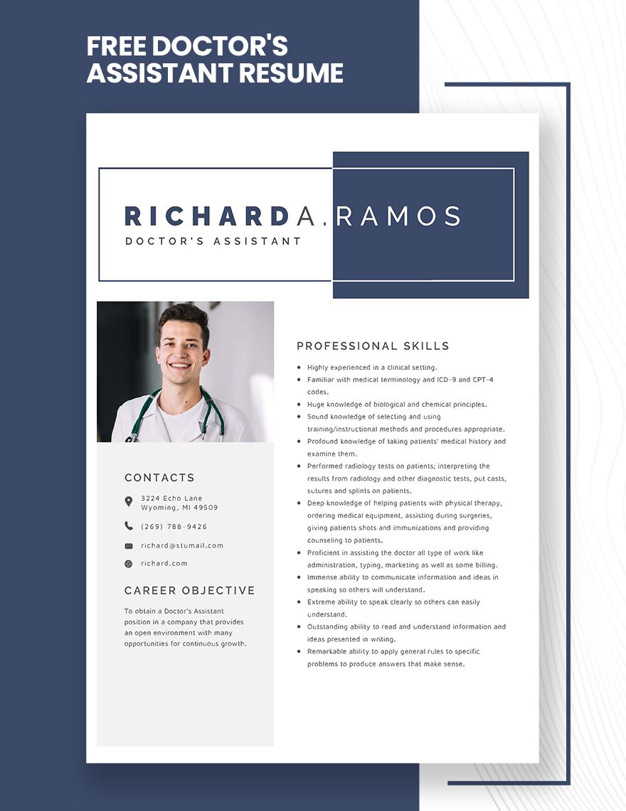 Doctor's Assistant Resume