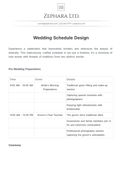 Free Wedding Schedule Design Template to Edit Online