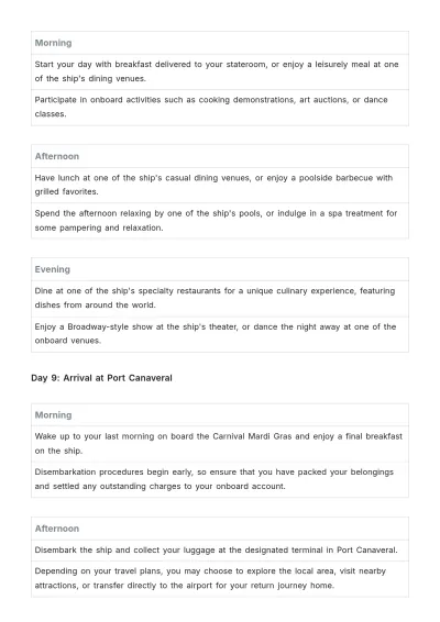 Free Carnival Mardi Gras Itinerary Template to Edit Online