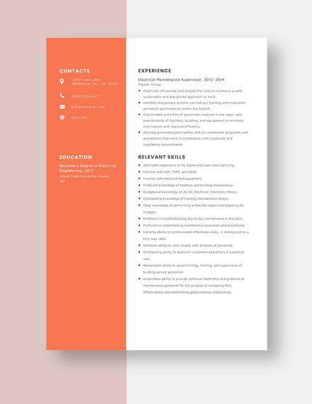 free-electrical-maintenance-supervisor-resume-template-word-apple