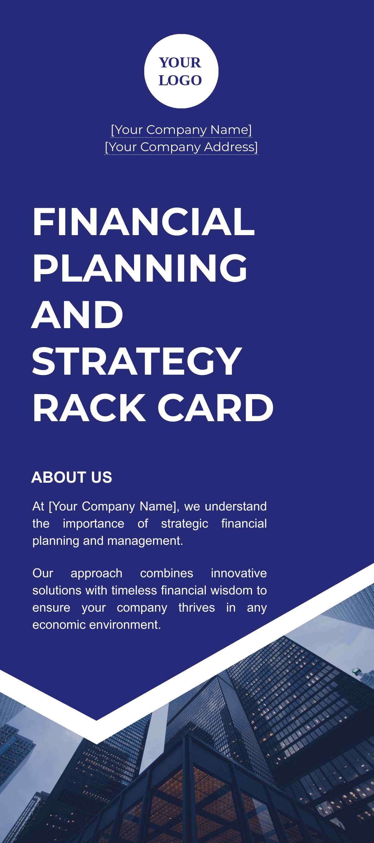 Free Financial Planning and Strategy Rack Card Template