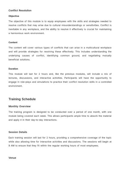Free Cultural Competence Training Curriculum HR Template to Edit Online
