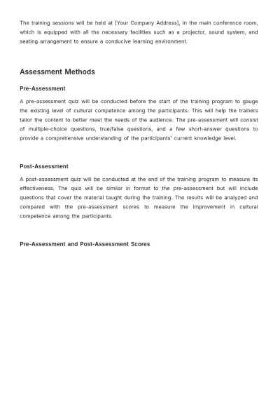 Free Cultural Competence Training Curriculum HR Template to Edit Online