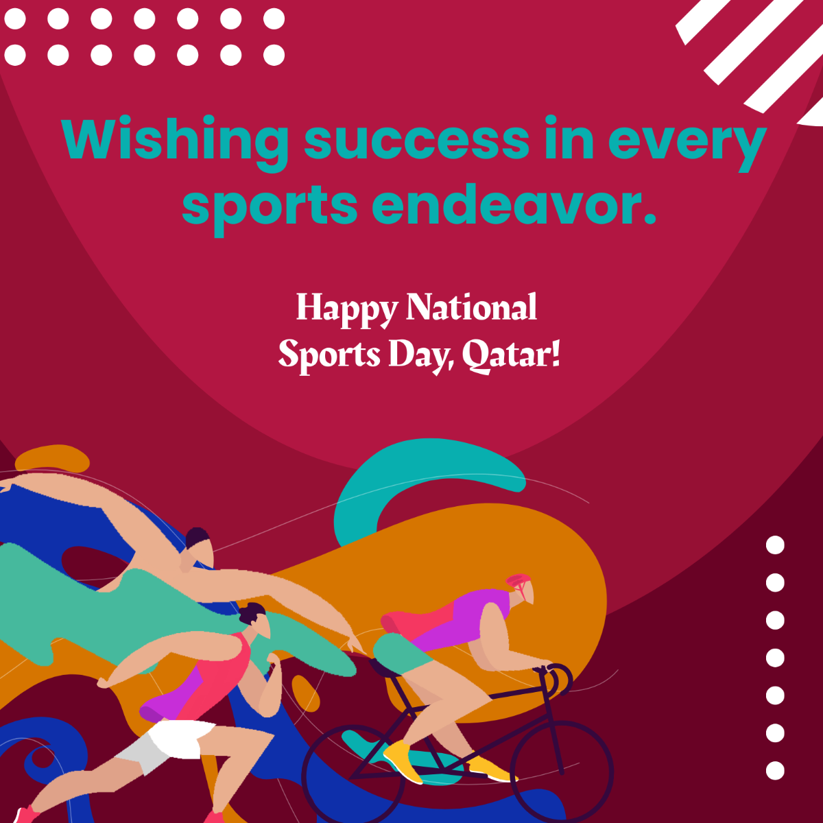  Qatar National Sports Day LinkedIn Post Template