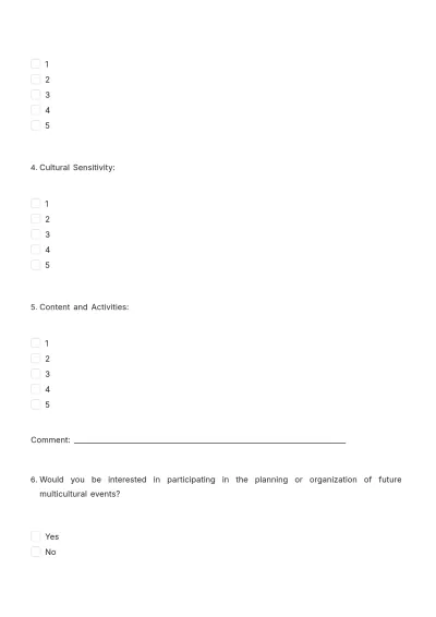 Free Multicultural Event Feedback HR Template to Edit Online