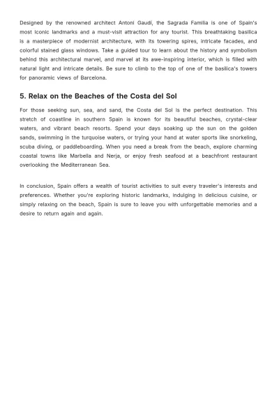 Free Spain Trip Itinerary Template to Edit Online