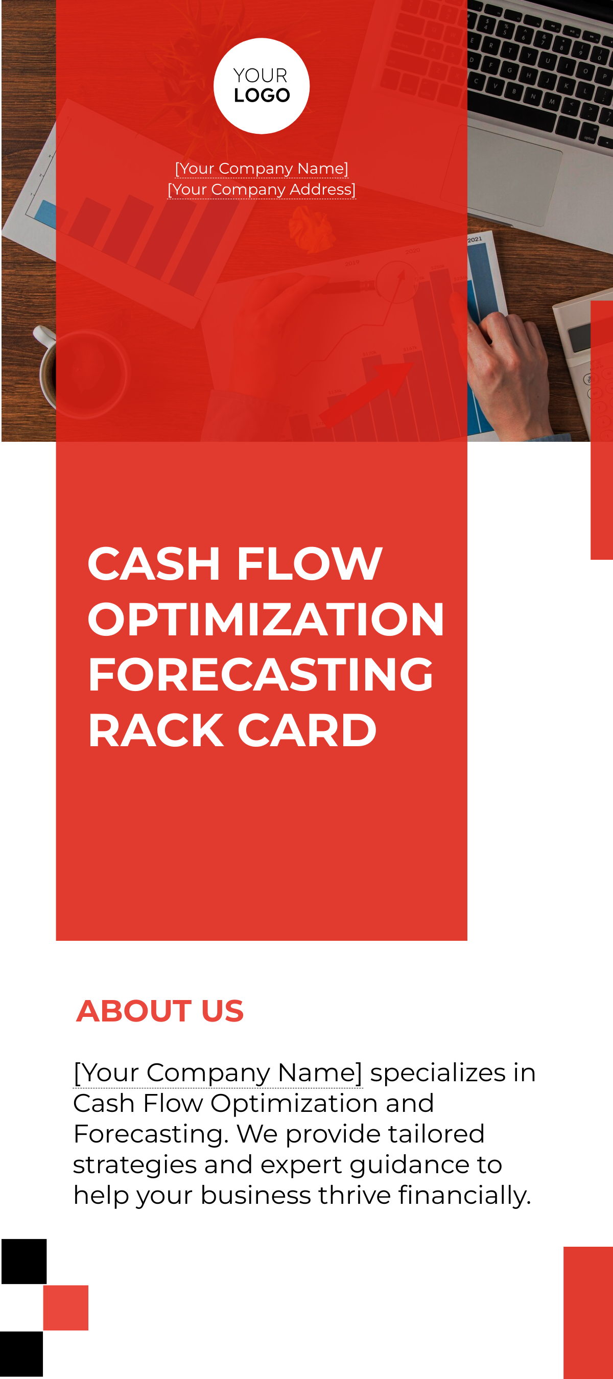 Cash Flow Optimization and Forecasting Rack Card Template