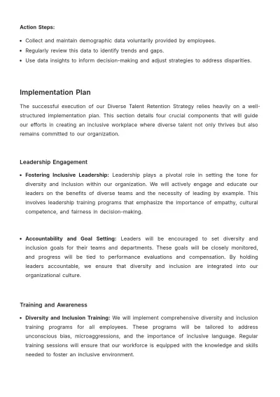 Free Diverse Talent Retention Strategy HR Template to Edit Online