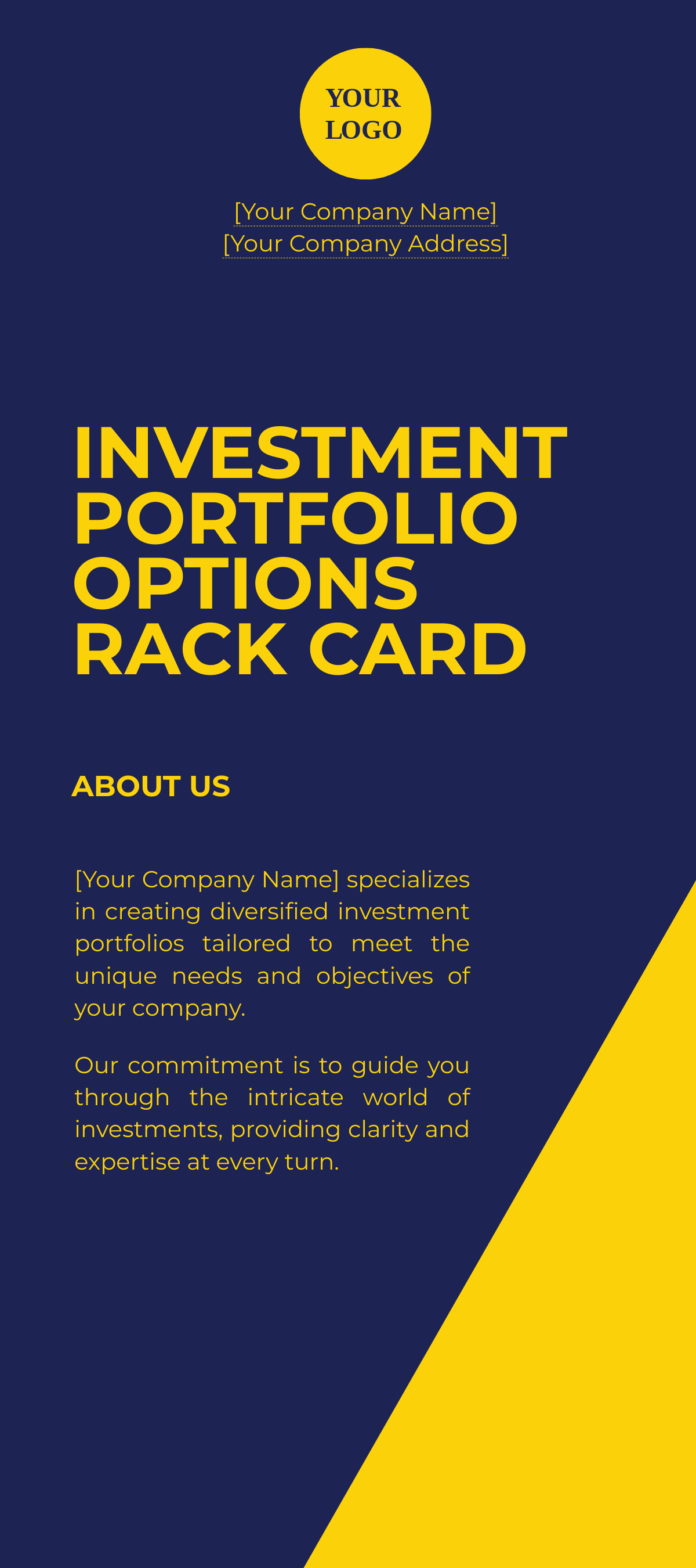 Investment Portfolio Options Rack Card Template