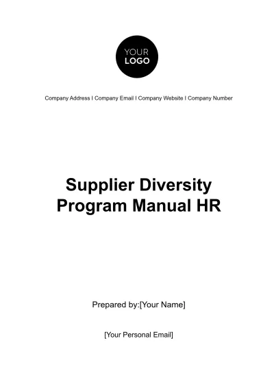 Free Supplier Diversity Program Manual HR Template to Edit Online
