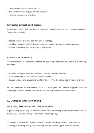 Free Supplier Diversity Program Manual HR Template to Edit Online