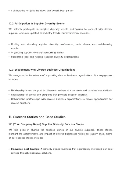 Free Supplier Diversity Program Manual HR Template to Edit Online