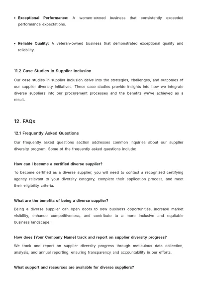 Free Supplier Diversity Program Manual HR Template to Edit Online