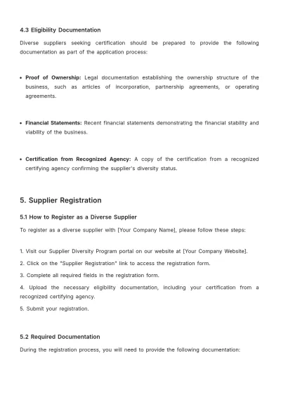 Free Supplier Diversity Program Manual HR Template to Edit Online
