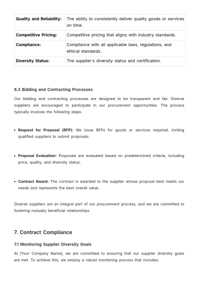 Free Supplier Diversity Program Manual HR Template to Edit Online