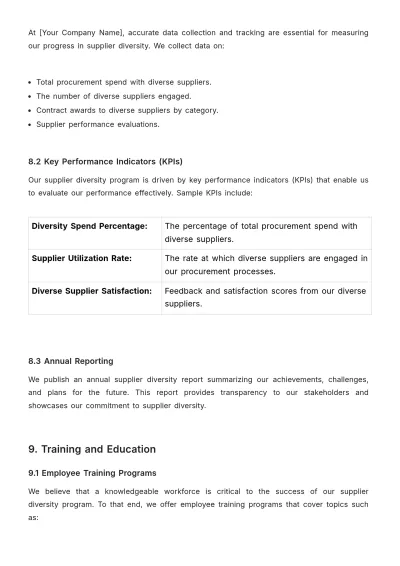 Free Supplier Diversity Program Manual HR Template to Edit Online