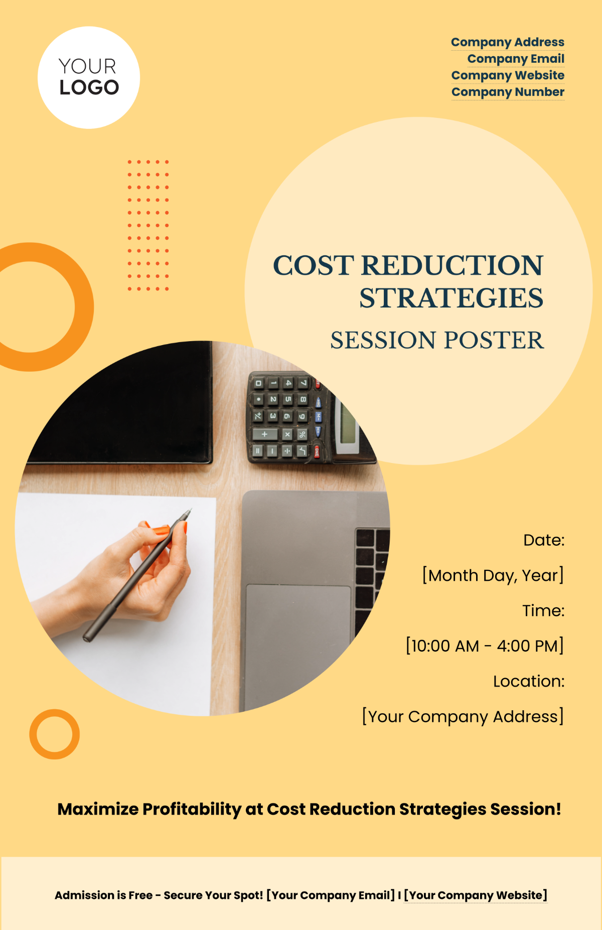 Free Cost Reduction Strategies Session Poster Template