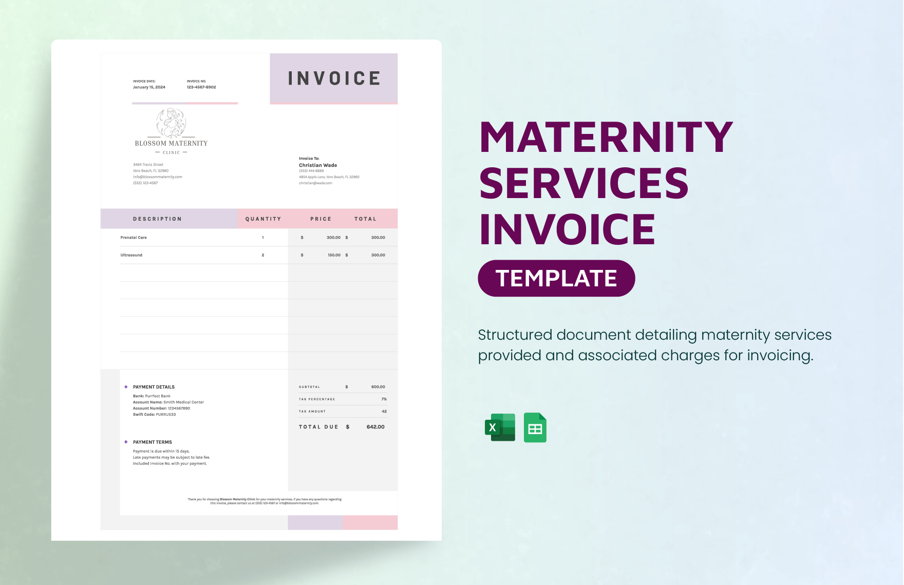 Maternity Services Invoice Template