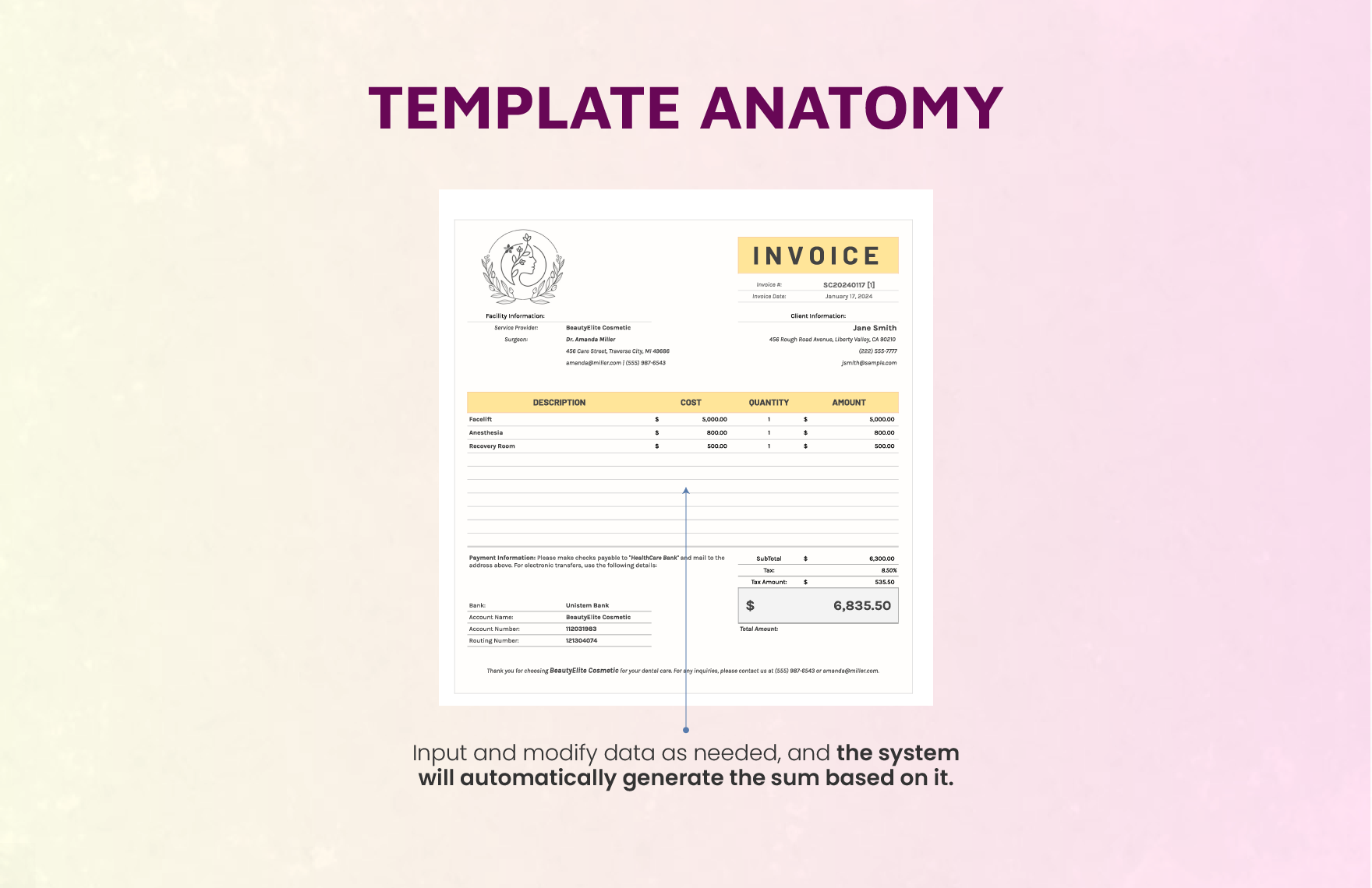 Cosmetic Surgery Invoice Template