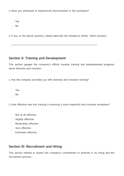 Free Diversity Annual Assessment HR Template to Edit Online