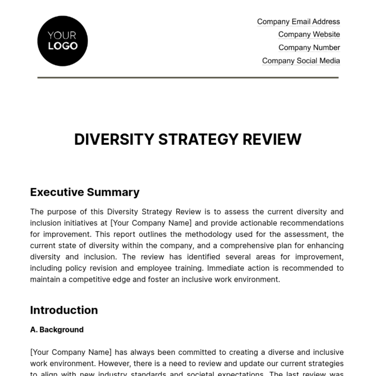 Diversity Strategy Review HR Template