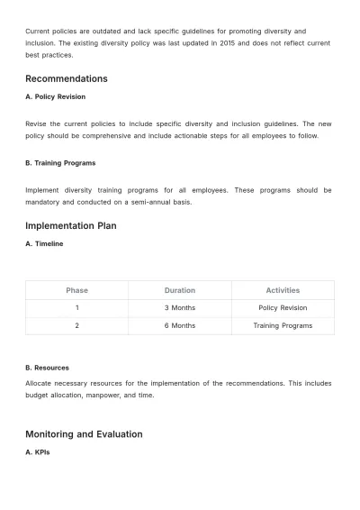 Free Diversity Strategy Review HR Template to Edit Online