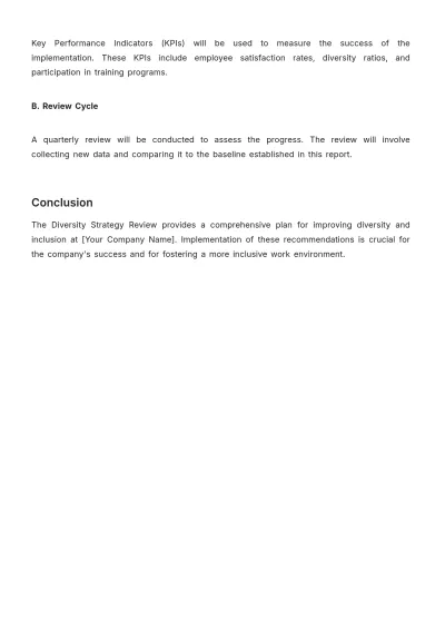 Free Diversity Strategy Review HR Template to Edit Online
