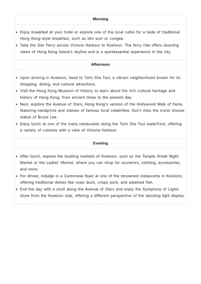 Free Hong Kong Itinerary Template to Edit Online
