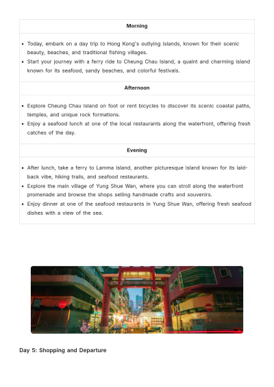Free Hong Kong Itinerary Template to Edit Online