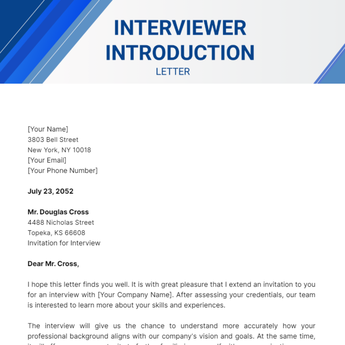 Interviewer Introduction Letter Template - Edit Online & Download