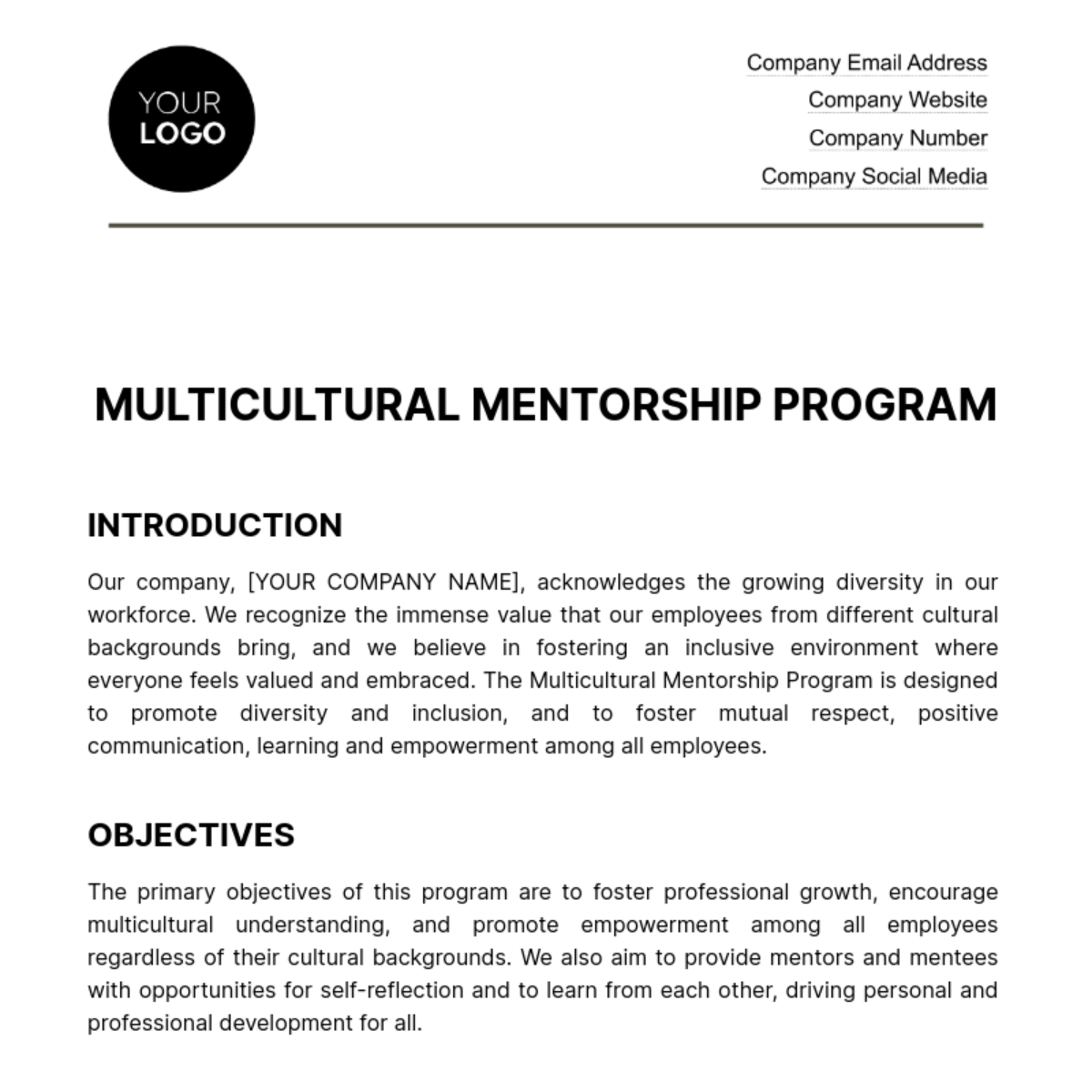 Multicultural Mentorship Program HR Template - Download | Template.net