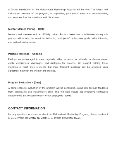 Free Multicultural Mentorship Program HR Template to Edit Online