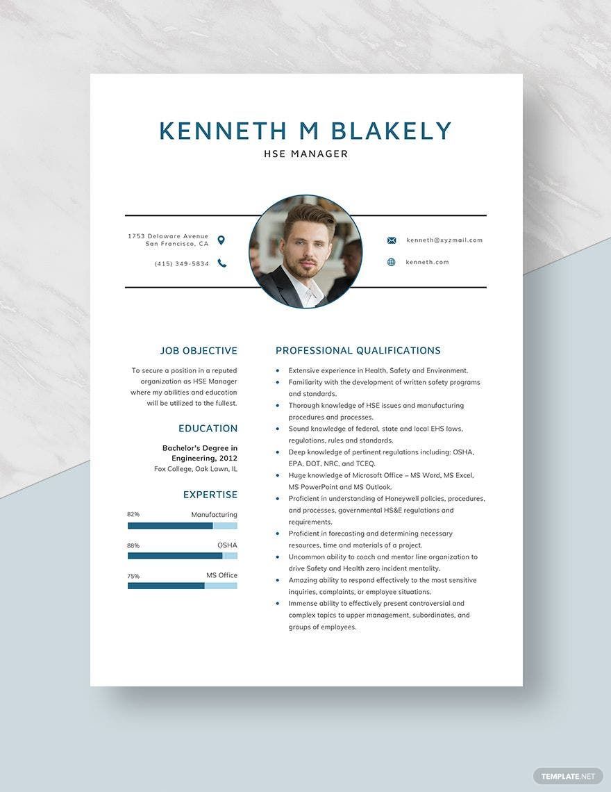 HSE Manager Resume