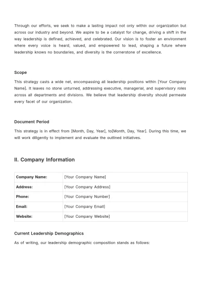 Free Diverse Leadership Pipeline Strategy HR Template to Edit Online