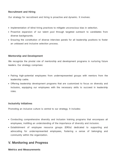 Free Diverse Leadership Pipeline Strategy HR Template to Edit Online