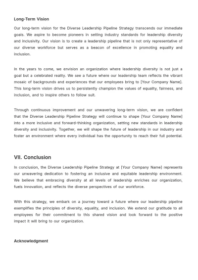 Free Diverse Leadership Pipeline Strategy HR Template to Edit Online